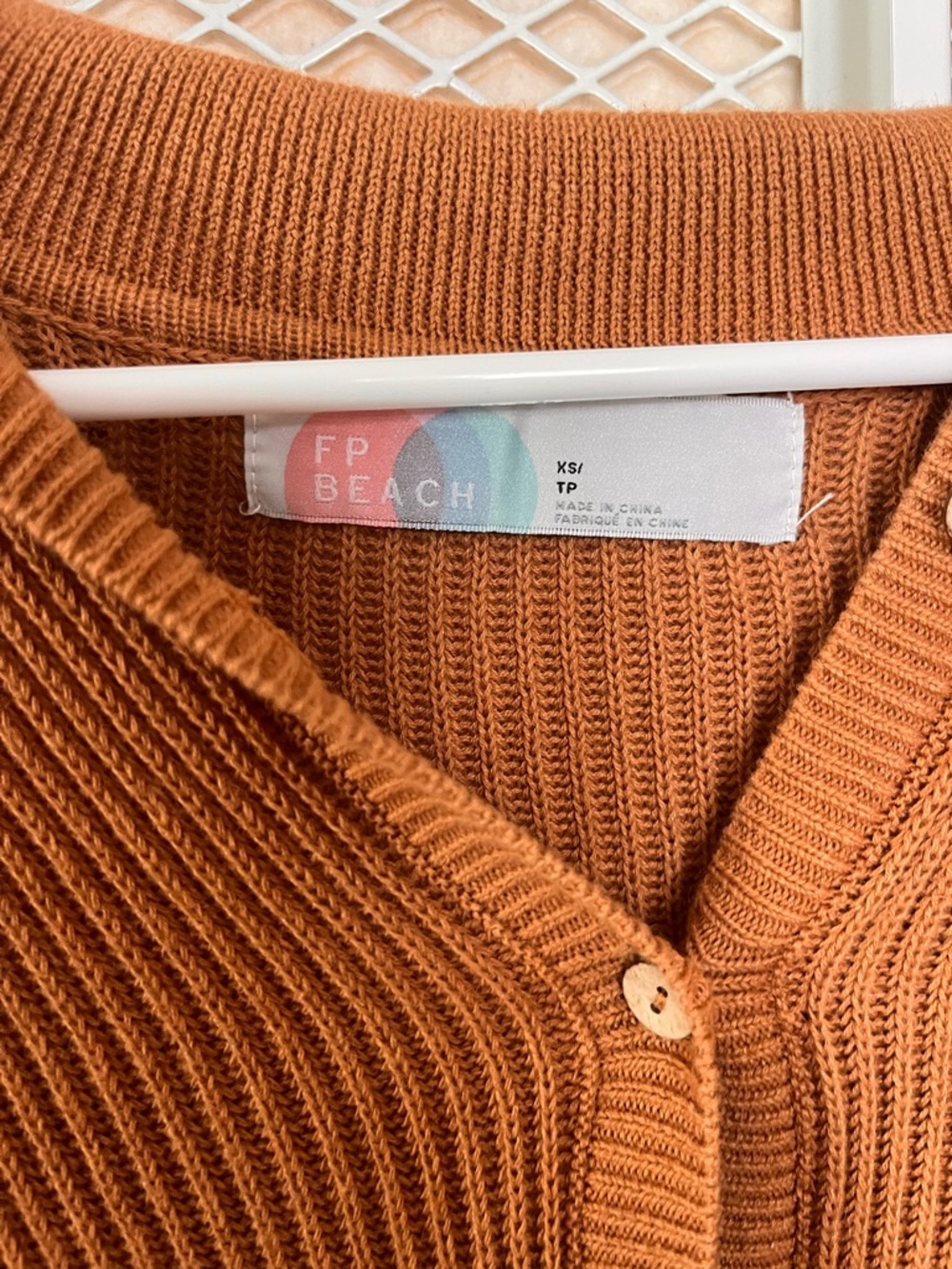 Free People Rust-Orange Ribbed Button Cardigan - Picture 2 of 2